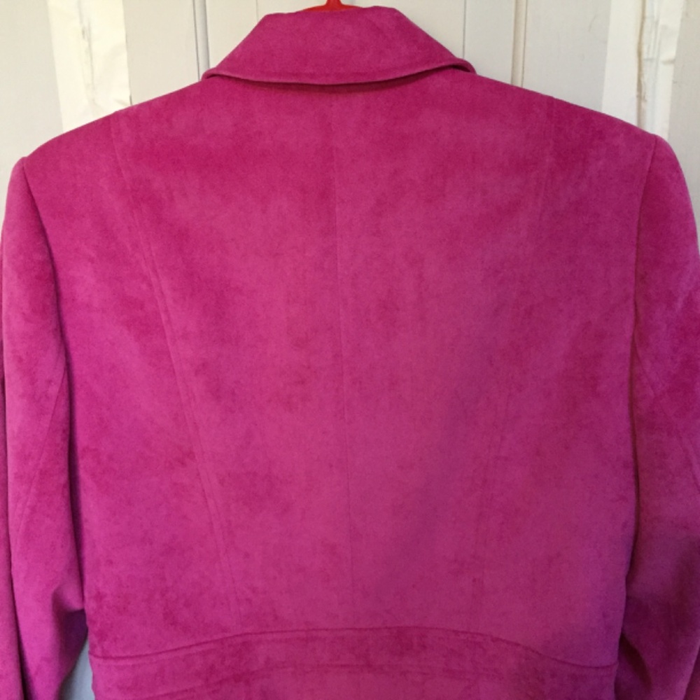 Women's Pink Faux Suede Jacket - Picture 15 of 16